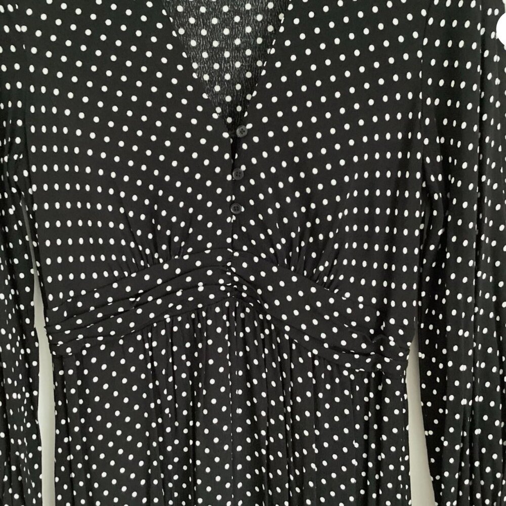 Mango polka dot long sleeve midi shirt dress
